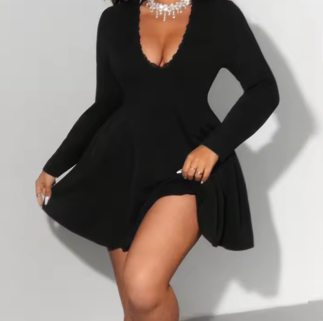 Plus V Neck Dress