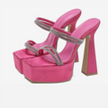 Pink Rhinestone Platform Sandal