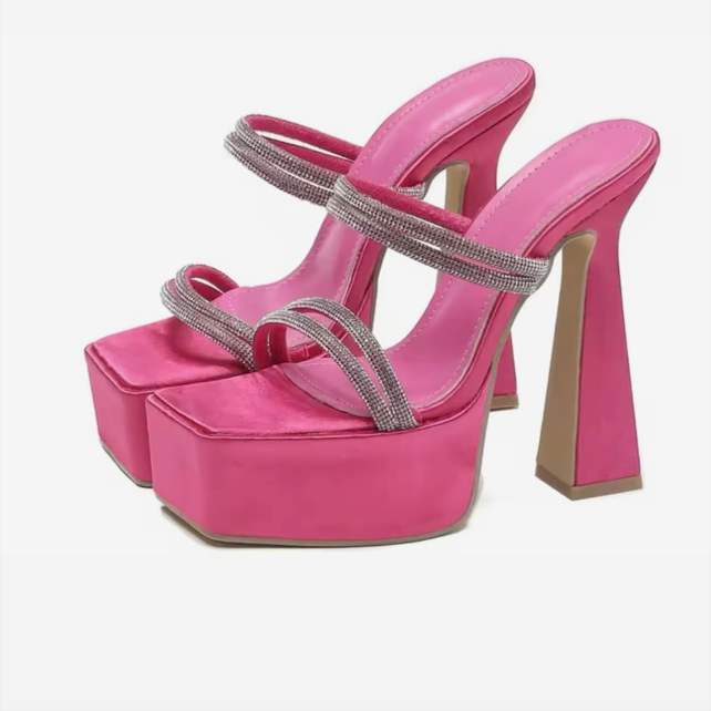 Pink Rhinestone Platform Sandal