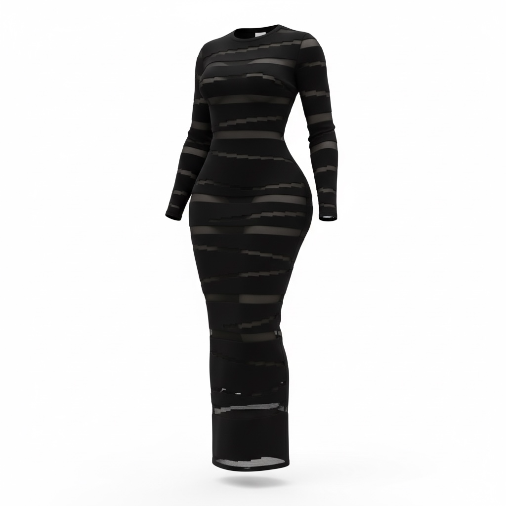 Plus Black Mesh Dress