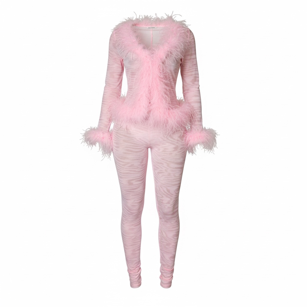 Feather Trimmed Two Piece