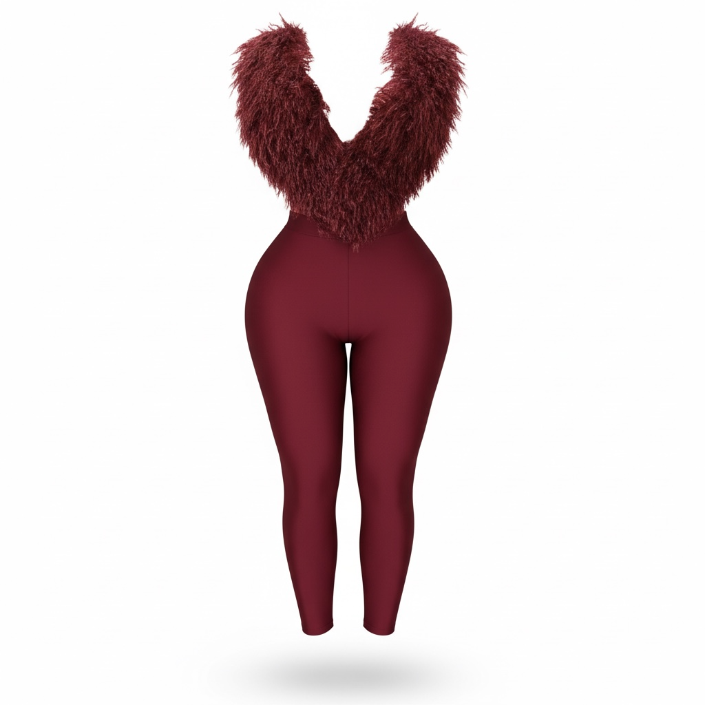 Faux Fur Collar Halter Jumpsuit