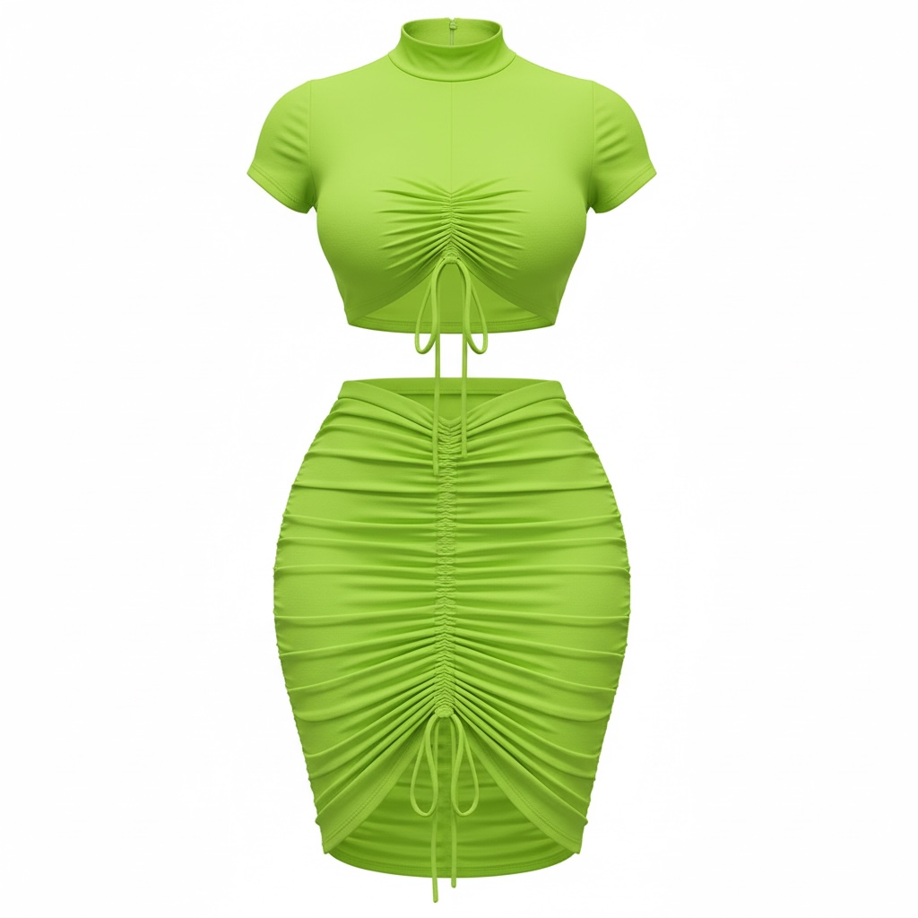 Two Piece Ruched Skirt Set