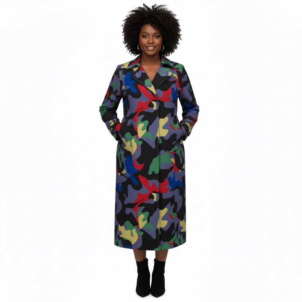 Plus Camo Trench Coat