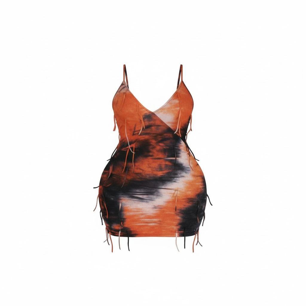 Plus Distressed Tie Dye Dress